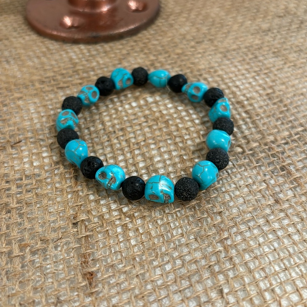 Turquoise Howlite and Lava Stone Bracelet